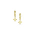 beautiful  fancy lemon yellow diamond earrings, princess cut,<br>hung on the bias from yellow diamond lined huggie hoops <span class='visuallyhidden'>Call or text 323-404-2959 if you need shopping assistance.</span>